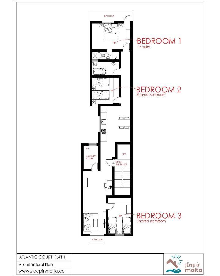 F4 Room 2, Private Room Two Single Beds Shared Bathroom Msida Exterior foto